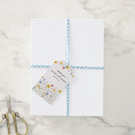 Modern wildflowers spring wedding cadeaulabel (Met Touw)