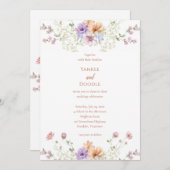 Modern wildflowers spring wedding kaart (Voorkant / Achterkant)