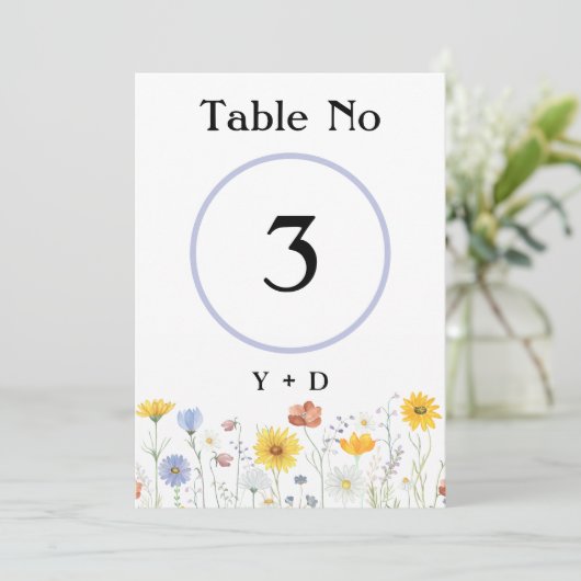 Modern wildflowers spring wedding kaart (Staand voorkant)