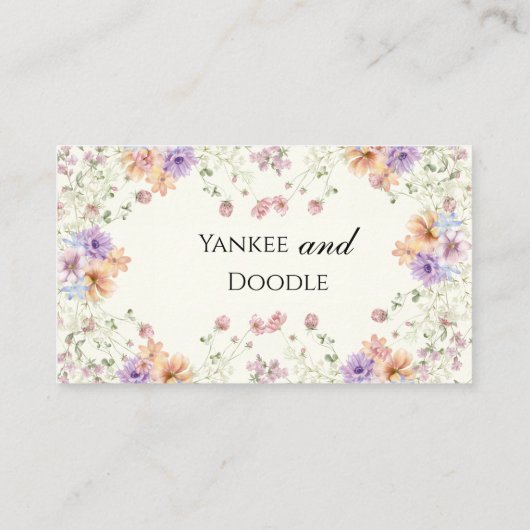 Modern wildflowers spring wedding plaatskaartje (Achterkant)