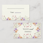 Modern wildflowers spring wedding plaatskaartje (Voorkant / Achterkant)