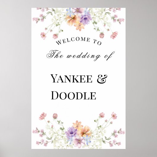 Modern wildflowers spring wedding poster (Voorkant)