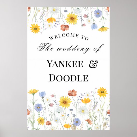 Modern wildflowers spring wedding poster (Voorkant)