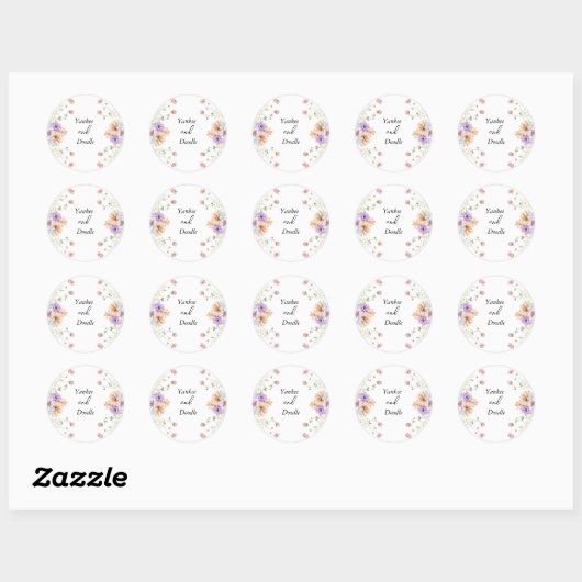 Modern wildflowers spring wedding ronde sticker (Vel)