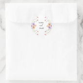 Modern wildflowers spring wedding ronde sticker (Tas)