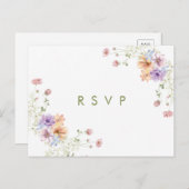 Modern wildflowers spring wedding RSVP Postcard Briefkaart (Voorkant / Achterkant)