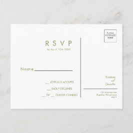 Modern wildflowers spring wedding RSVP Postcard Briefkaart