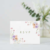 Modern wildflowers spring wedding RSVP Postcard Briefkaart (Staand voorkant)