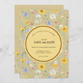 Modern wildflowers spring wedding save the date (Voorkant / Achterkant)