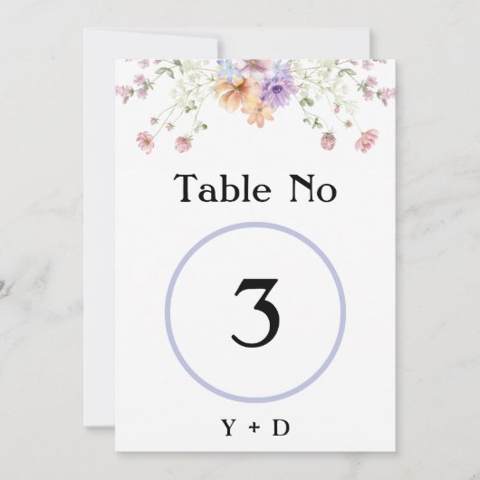 Modern wildflowers spring wedding Table Number  Kaart (Voorkant)