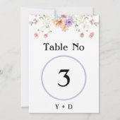 Modern wildflowers spring wedding Table Number  Kaart (Achterkant)