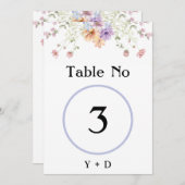 Modern wildflowers spring wedding Table Number  Kaart (Voorkant / Achterkant)