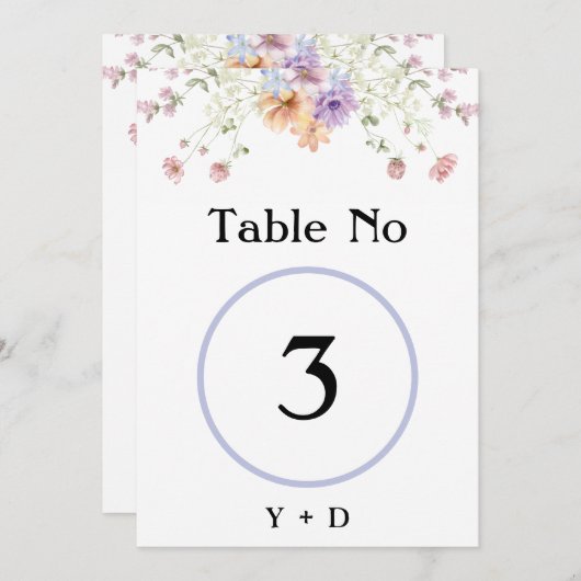 Modern wildflowers spring wedding Table Number  Kaart (Voorkant / Achterkant)