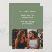Modern Will You Be My Bridesmaid Photo Card (Voorkant / Achterkant)