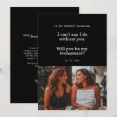 Modern Will You Be My Bridesmaid Photo Card (Voorkant / Achterkant)