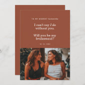 Modern Will You Be My Bridesmaid Photo Card (Voorkant / Achterkant)