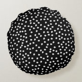 Modern Willekeurig Polka Dot Patroon Zwart-wit Rond Kussen (Achterkant)