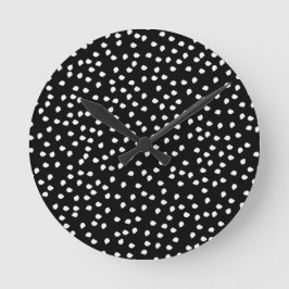 Modern Willekeurig Polka Dot Patroon Zwart-wit Ronde Klok
