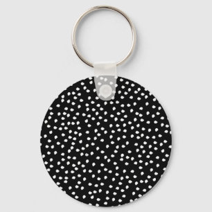 Modern Willekeurig Polka Dot Patroon Zwart-wit Sleutelhanger