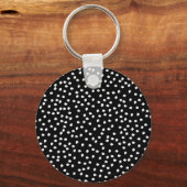 Modern Willekeurig Polka Dot Patroon Zwart-wit Sleutelhanger (Achterkant)