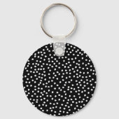 Modern Willekeurig Polka Dot Patroon Zwart-wit Sleutelhanger (Achterkant)