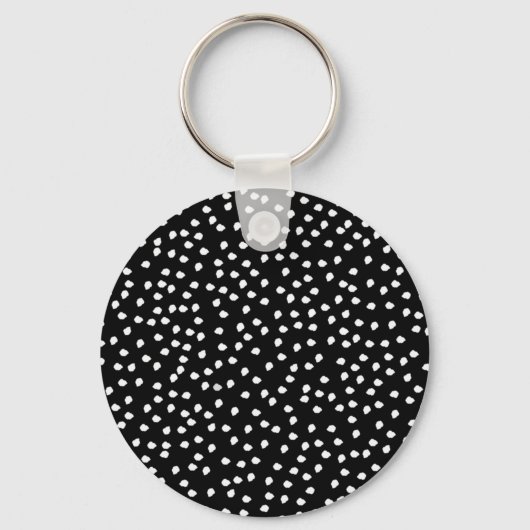 Modern Willekeurig Polka Dot Patroon Zwart-wit Sleutelhanger (Achterkant)