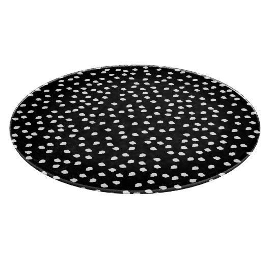 Modern Willekeurig Polka Dot Patroon Zwart-wit Snijplank (Hoek)