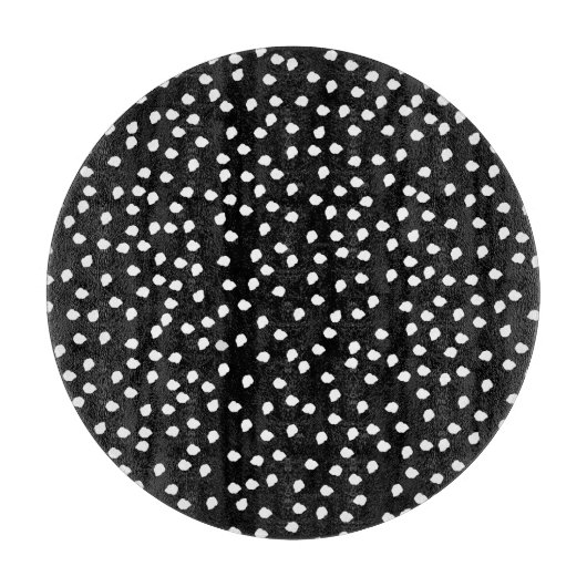 Modern Willekeurig Polka Dot Patroon Zwart-wit Snijplank (Voorkant)