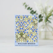 Modern William Morris Blue Floral Leaves Briefkaart (Staand voorkant)