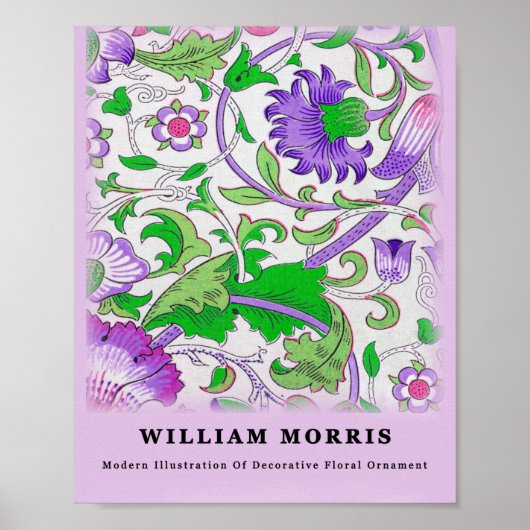 Modern William Morris Paarse Green Floral Leaves Poster (Voorkant)