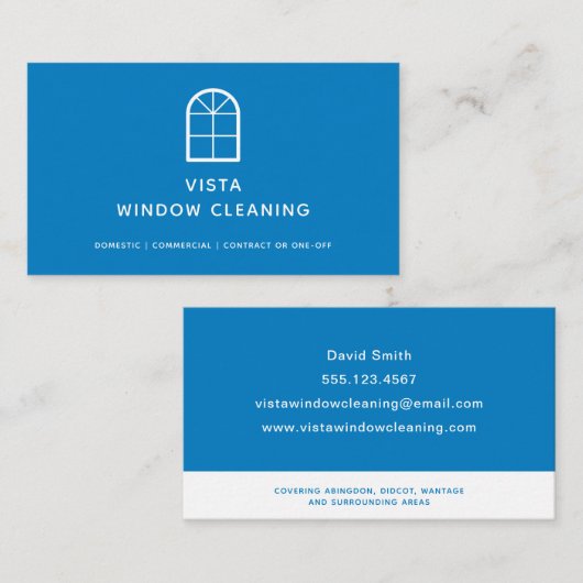 Modern Window Cleaning Blue Minimalist Visitekaartje (Voorkant / Achterkant)