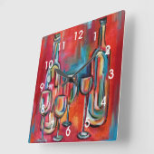 Modern Wine Bottles and Glasses Painting Vierkante Klok (Hoek)