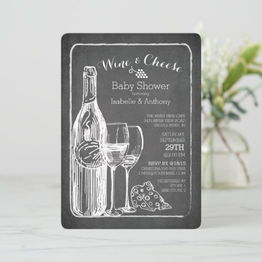 Modern Wine & Cheese Baby shower Invitation Kaart (Staand voorkant)