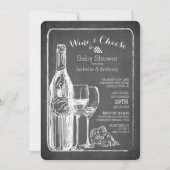 Modern Wine & Cheese Baby shower Invitation Kaart (Voorkant)