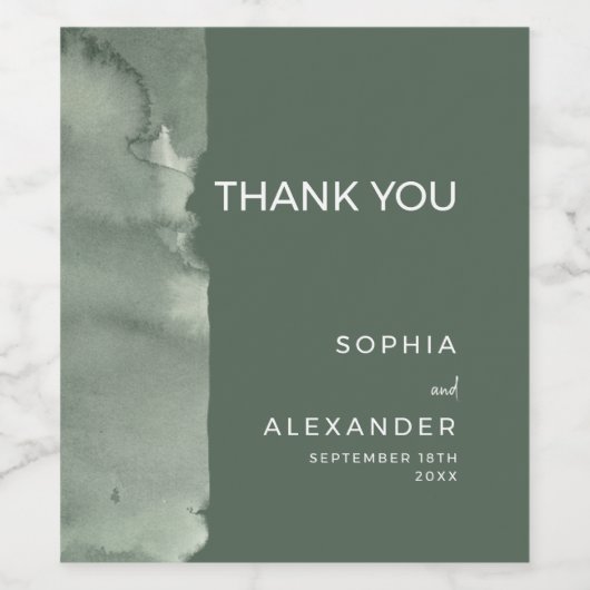 Modern Wine Label Watercolor Wedding. Wijn Etiket (Enkel label)