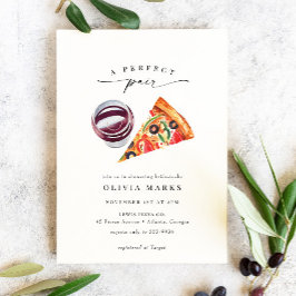 Modern Wine & Pizza Perfect Pair Vrijgezellenfeest Kaart