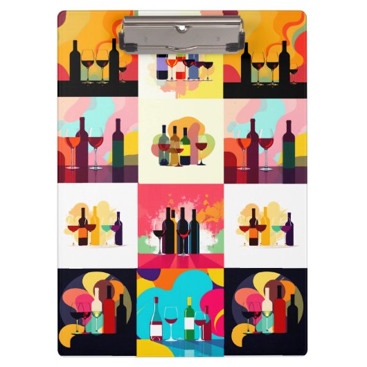 Modern Wine Set Silhouette Collage - Bold Colorful Klembord (Voorkant)