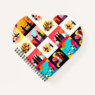 Modern Wine Set Silhouette Collage - Bold Colorful Notitieboek