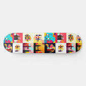 Modern Wine Set Silhouette Collage - Bold Colorful Persoonlijk Skateboard (Horizontaal)
