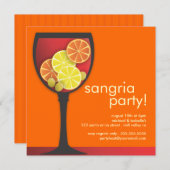 Modern Wineglass Sangria Party Invitation Kaart (Voorkant / Achterkant)