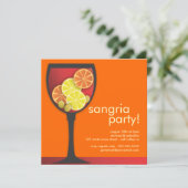 Modern Wineglass Sangria Party Invitation Kaart (Staand voorkant)