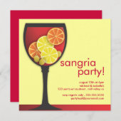Modern Wineglass Sangria Party Invitation Kaart (Voorkant / Achterkant)