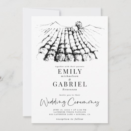 Modern Winery Wedding Kaart (Voorkant)