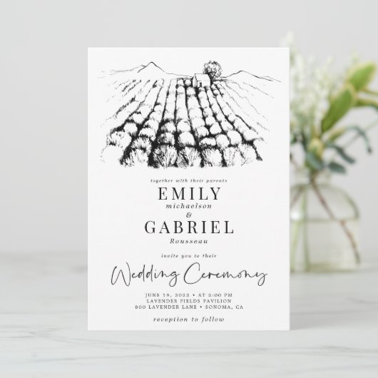 Modern Winery Wedding Kaart (Staand voorkant)