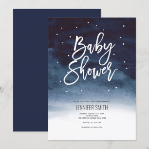Modern, Winter, Baby Boy, Baby shower Kaart