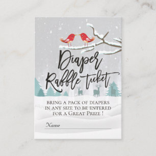 Modern Winter Baby shower Diaper Raffle Ticket Informatiekaartje