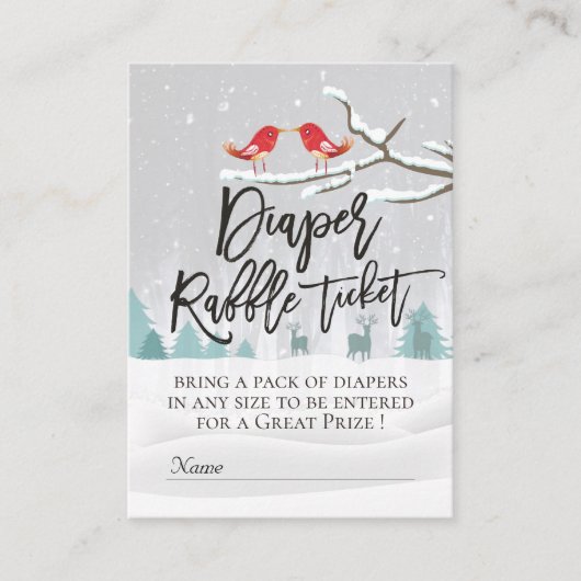 Modern Winter Baby shower Diaper Raffle Ticket Informatiekaartje (Voorkant)