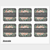Modern Winter Bloemstuk Prettig Kerstfeest Vierkante Sticker (Vel)