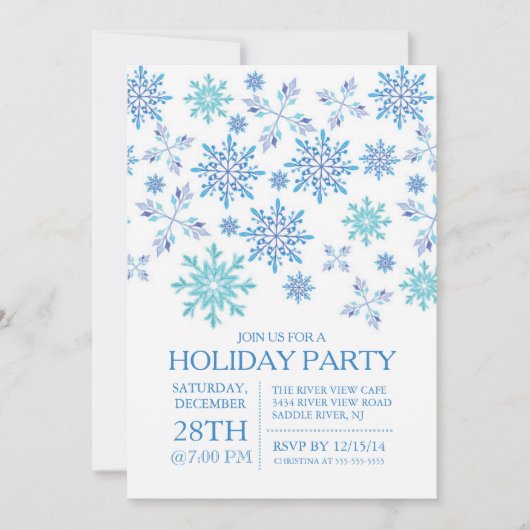 Modern Winter Blue Snowflakes Holiday Kaart (Voorkant)