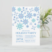 Modern Winter Blue Snowflakes Holiday Kaart (Staand voorkant)